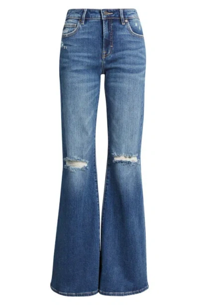 Hidden Jeans Ripped Mid Rise Flare Jeans In Blue