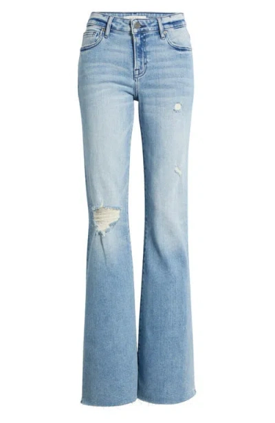 Hidden Jeans Ripped Mid Rise Flare Jeans In Light Wash