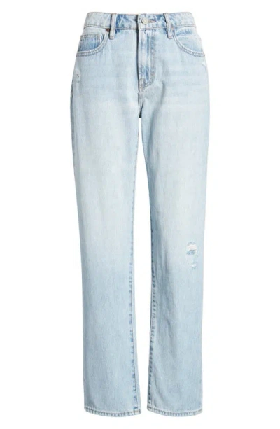 Hidden Jeans Ripped Mid Rise Straight Leg Jeans In Light Wash