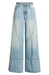 Hidden Jeans Seamed Super Wide Leg Jeans In Blue