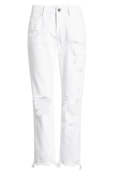 Hidden Jeans Slim Ripped Fray Hem Boyfriend Jeans In White