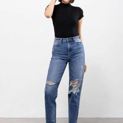 Hidden Jeans Two Tone Distressed Tapered Jeans In Blue