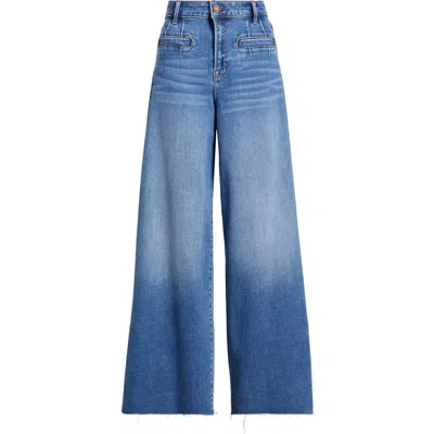 Hidden Jeans Welt Pocket Super High Waist Wide Leg Jeans In Dark Wash