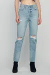 Hidden Karson High Rise Straight Crop Jean In Light Wash In Blue