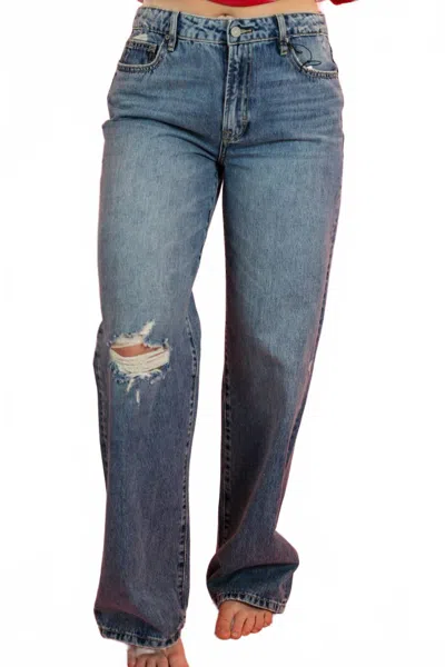 Hidden Logan High Rise Dad Jean In Medium - Dark Wash In Blue