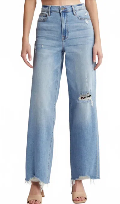 Hidden Logan High Waist Wide Leg Dad Jeans In Light Blue