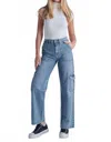 Hidden Logan High Waist Wide Leg Dad Jeans In Medium Blue In Multi