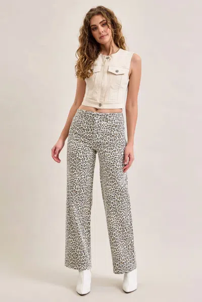 Hidden Logan Jeans In White Cheetah In Multi