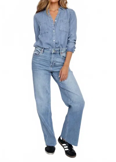 Hidden Logan Wide Leg Dad Jeans In Vintage Wash In Blue