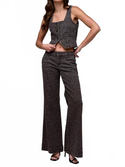 Hidden Low Rise Stretch Flare Jeans In Brown Cheetah