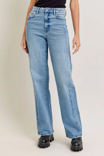 Hidden Medium Wash Curved Seam Stretch Dad Jean In Multi