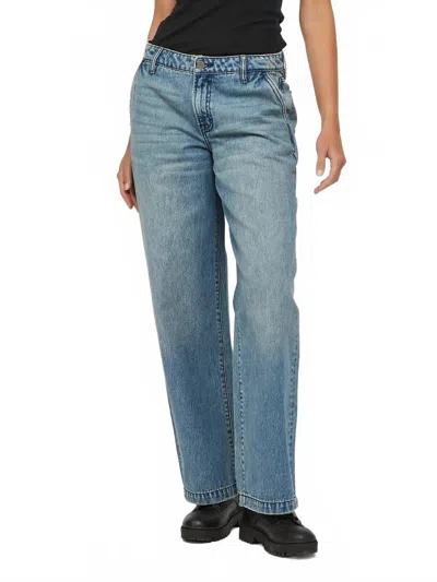 Hidden Mid Rise Baggy Wide Leg Jeans In Blue