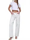 Hidden Mid Rise Dad Straight Leg Jeans In Pearl In Neutral