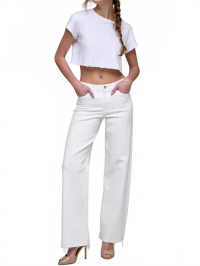 Hidden Mid Rise Dad Straight Leg Jeans In Pearl In Neutral