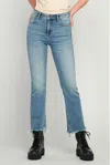 Hidden Mid Rise Flare Cropped Flare With Slit Jeans In Medium Wash In Multi