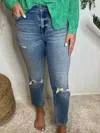Hidden Mom Fit High Rise Jeans In Blue In Blue