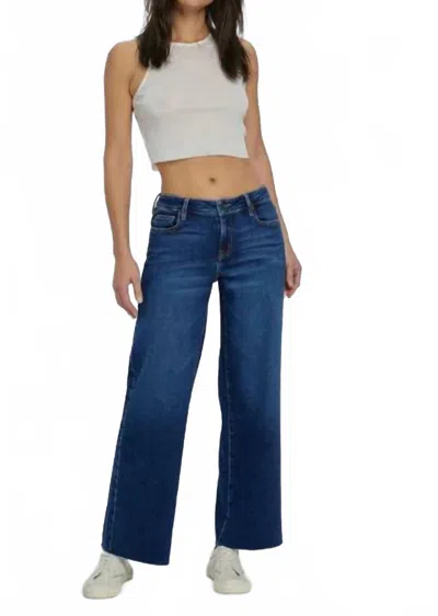 Hidden Nori Clean Mid Rise Wide Leg Jean In Dark Wash In Blue