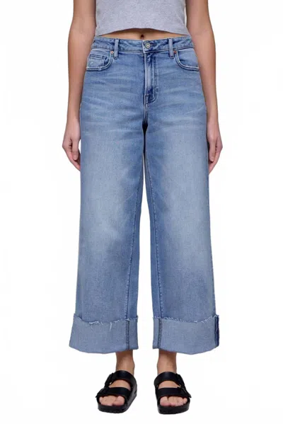 Hidden Nori Cuffed Crop Wide Leg Jeans In Denim In Blue