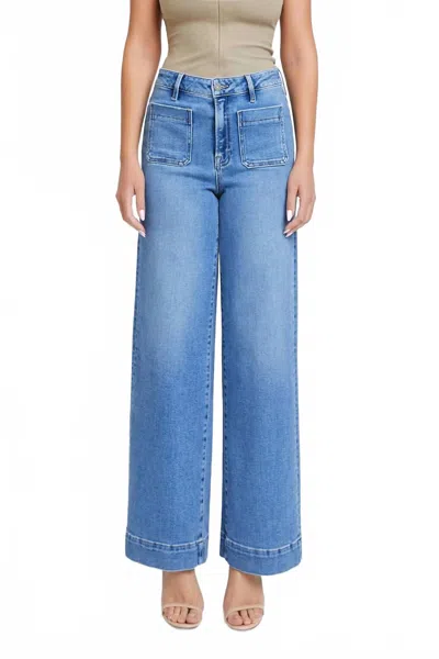 Hidden Nori Front Pocket Wide Leg Jeans In Medium Blue