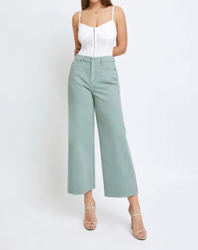 Hidden Nori High Rise Crop Wide Leg Pants In Sage Wash In Multi