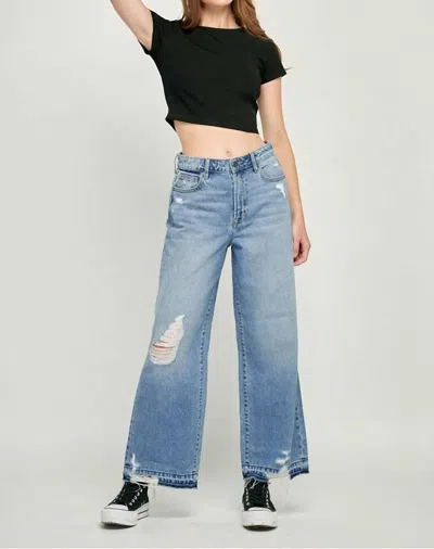 Hidden Nori High Rise Wide Leg Jean In Medium Dark In Blue