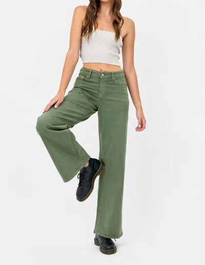 Hidden Nori High Rise Wide Leg Jeans In Green