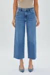 Hidden Nori High Waist Crop Wide Leg Jean In Medium Dark In Blue