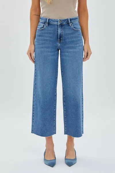 Hidden Nori High Waist Crop Wide Leg Jean In Medium Dark In Blue