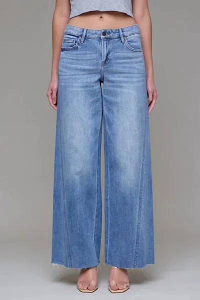 Hidden Nori Seamed Mid Rise Wide Leg Jeans In Medium Light In Multi