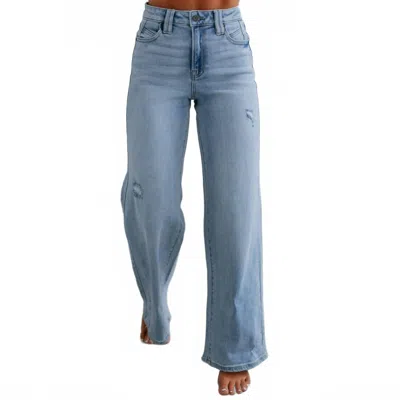Hidden Nori Wide Leg Jeans In Light Distressed In Blue