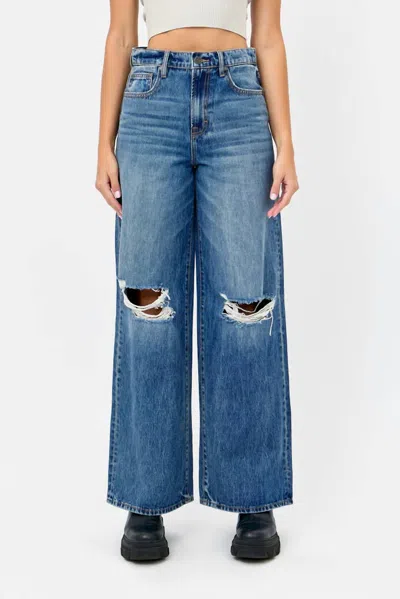 Hidden Nori Wide Leg Jeans In Medium Wash In Blue