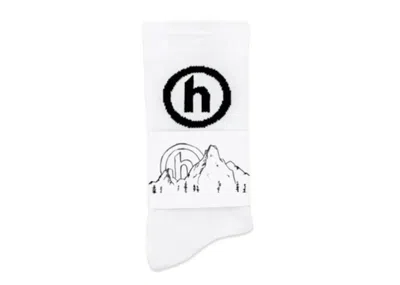 Pre-owned Hidden Ny H Logo Socks In White/black