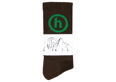 Pre-owned Hidden Ny Men's  Socks Socks In Brown/green In Multi