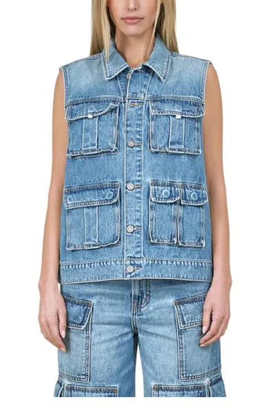 Hidden Oversized Cargo Vest In Med Dark In Multi