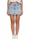 Hidden Peyton Patch Pockets Mini Skirt In Light Denim In Blue