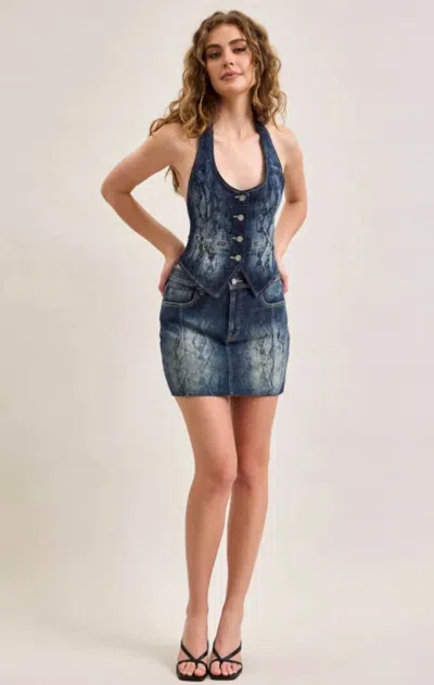 Hidden Peyton Skirt In Dark Denim Snake In Blue