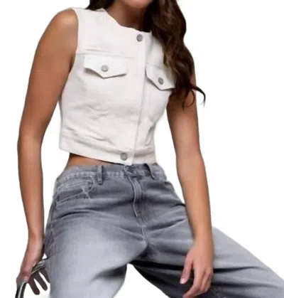 Hidden Priscilla Trucker Mini Vest In Ecru In White