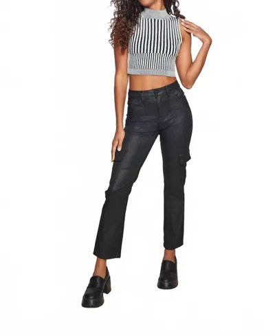 Hidden Quinn High Waist Cargo Cigarette Jeans In Black