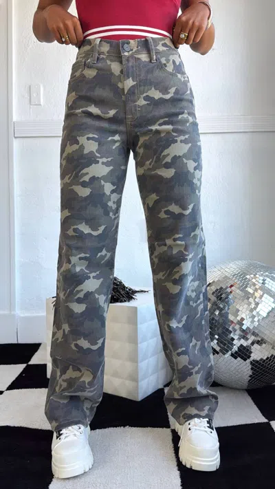Hidden Rebel Terrain Wide Leg Jeans In Camo In Blue