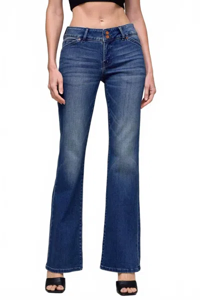 Hidden Ryan Double Waistband Low Rise Jeans In Dk. Blue