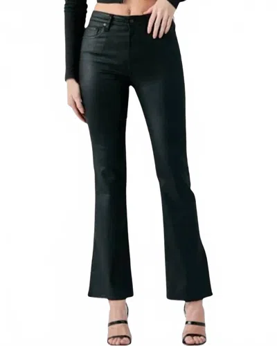 Hidden Ryan High Rise Coated Side Slit Bootcut Pants In Black