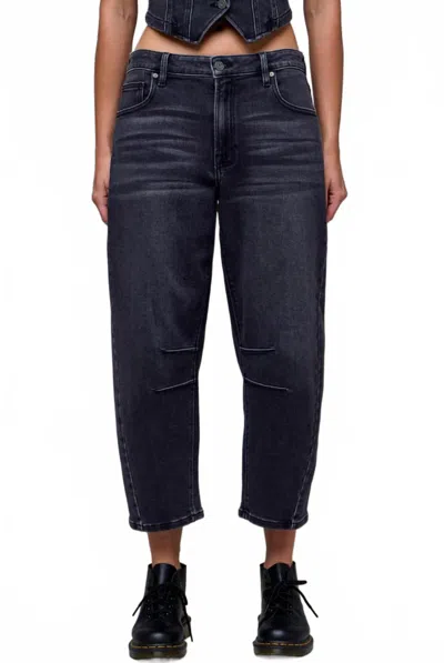 Hidden Sammie Cropped Barrel Jeans In Grey In Blue