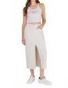 Hidden Sea Salt Front Slit Midi Skirt In Beige In White