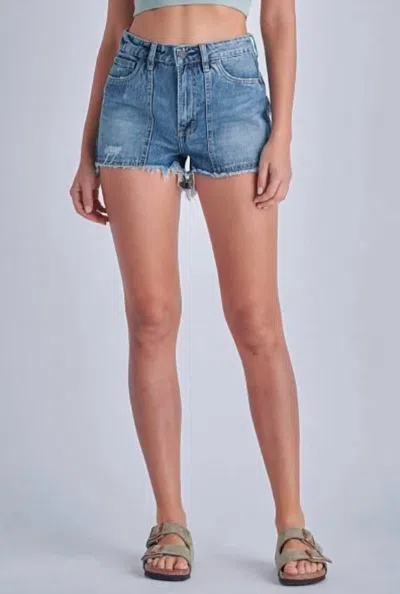 Hidden Sofie Exposed Pocket Jean Shorts In Blue