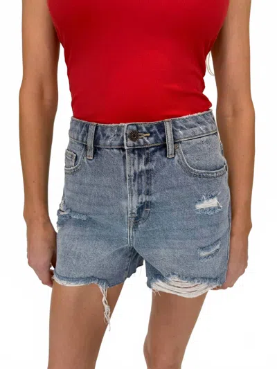 Hidden Sofie Mom Shorts In Medium Light Wash In Blue
