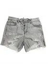 Hidden Sofie With Side Slits Mom Shorts In Grey In Gray