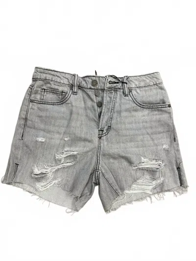 Hidden Sofie With Side Slits Mom Shorts In Grey In Gray