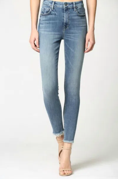 Hidden Taylor High Rise Basic Raw Hem Jeans In Dark Blue