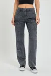 Hidden Tracey Cargo Straight Jean In Charcoal In Blue
