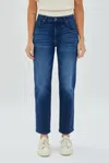 Hidden Tracey Clean Straight Jeans In Dark Wash In Blue